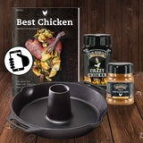 SET: Bookazine Best Chicken + Geflügelbräter + 2x Geflügel-Gewürz